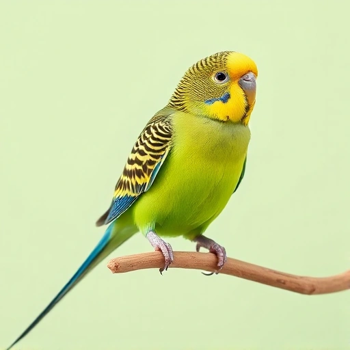Illustration d'une perruche ondulée verte sauvage, face jaune et ailes ondulées de noir